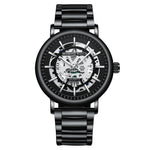 Montre multifonction à quartz étanche avec cadran creux lumineux BINBOND B7872, acier noir-noir-blanc, acier blanc-noir-blanc, or complet-noir-or, cuir noir-noir-noir, cuir noir-blanc-noir, cuir noir-or complet-noir