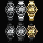 Montre multifonction à quartz étanche avec cadran creux lumineux BINBOND B7872, acier noir-noir-blanc, acier blanc-noir-blanc, or complet-noir-or, cuir noir-noir-noir, cuir noir-blanc-noir, cuir noir-or complet-noir