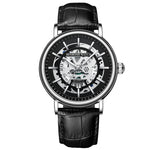Montre multifonction à quartz étanche avec cadran creux lumineux BINBOND B7872, acier noir-noir-blanc, acier blanc-noir-blanc, or complet-noir-or, cuir noir-noir-noir, cuir noir-blanc-noir, cuir noir-or complet-noir