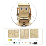 Robot mangeur de pièces de monnaie - Kit de bricolage scientifique éducatif pour enfants, en bois.