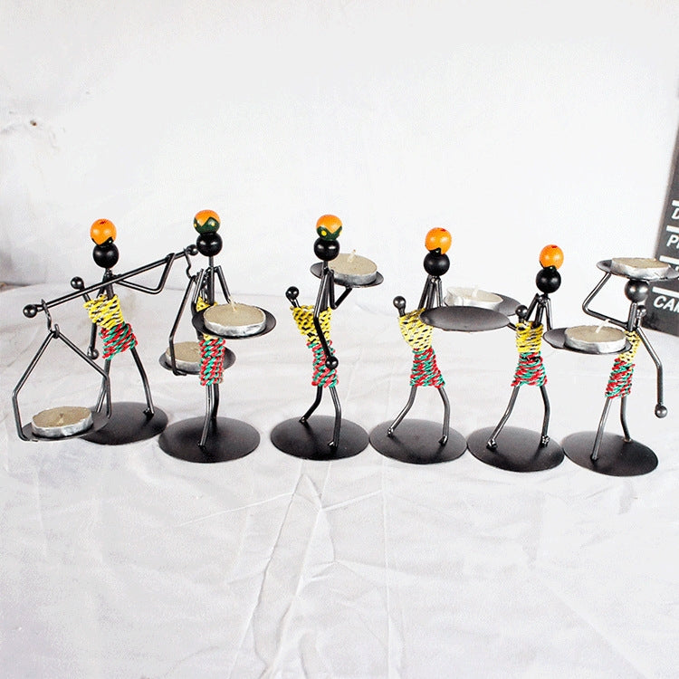 Ornement bougeoir en fer forgé rétro en forme d'homme, accessoires de décoration de table de restaurant, 21, 22, 23, 26