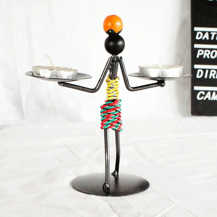 Ornement bougeoir en fer forgé rétro en forme d'homme, accessoires de décoration de table de restaurant, 21, 22, 23, 26