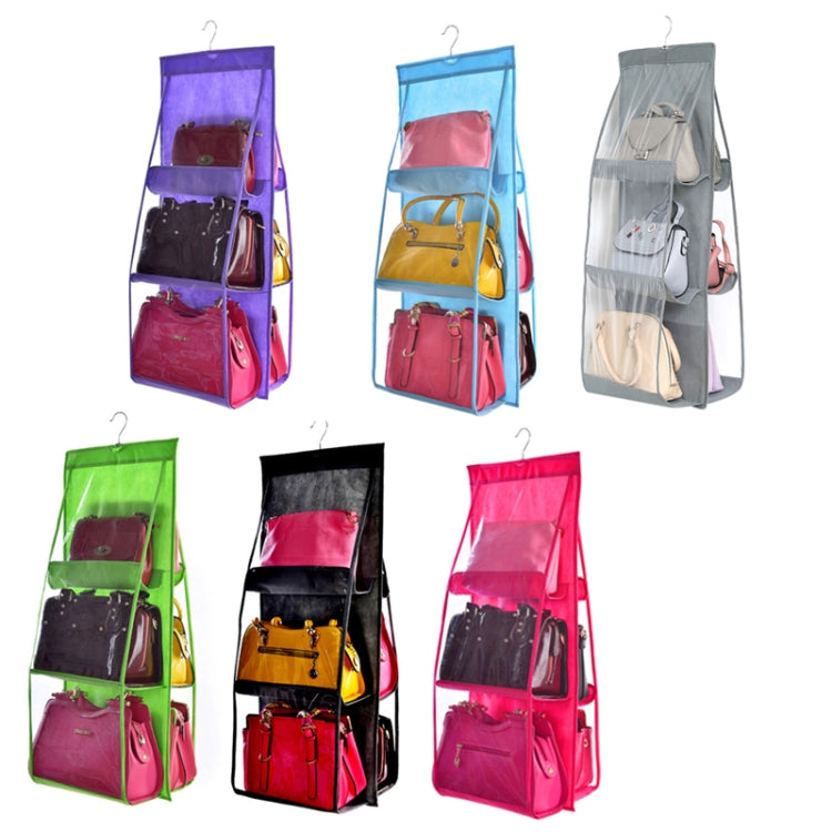 B05005 Sac de rangement suspendu double face à 6 poches en tissu non tissé, B05005 Violet, B05005 Noir, B05005 Gris, B05005 Rose Rouge, B05005 Vert, B05005 Bleu