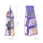 B05005 Sac de rangement suspendu double face à 6 poches en tissu non tissé, B05005 Violet, B05005 Noir, B05005 Gris, B05005 Rose Rouge, B05005 Vert, B05005 Bleu