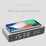 W258 Avec horloge / affichage de la température Téléphone de bureau / Écouteur Chargement sans fil, W258 5W (Argent), W258 5W (Noir)