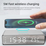 W258 Avec horloge / affichage de la température Téléphone de bureau / Écouteur Chargement sans fil, W258 5W (Argent), W258 5W (Noir)