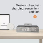 W258 Avec horloge / affichage de la température Téléphone de bureau / Écouteur Chargement sans fil, W258 5W (Argent), W258 5W (Noir)