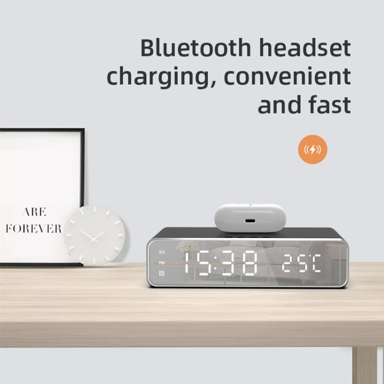 W258 Avec horloge / affichage de la température Téléphone de bureau / Écouteur Chargement sans fil, W258 5W (Argent), W258 5W (Noir)