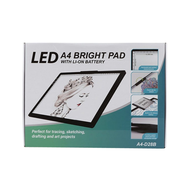Tablette de dessin de bureau rechargeable A4-D28B, avec câble de charge, avec câble de charge + adaptateur prise US, avec câble de charge + adaptateur prise UK, avec câble de charge + adaptateur prise EU, avec câble de charge + adaptateur prise AU