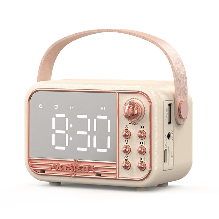 S11 Réveil Rétro Portable Bluetooth, Horloge de Bureau, S11 (Beige), S11 (Rose)