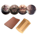 Peigne à barbe en bois TW-BC90, peigne à barbe double-face avec étui en cuir PU, en bois