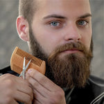 Peigne à barbe en bois TW-BC90, peigne à barbe double-face avec étui en cuir PU, en bois
