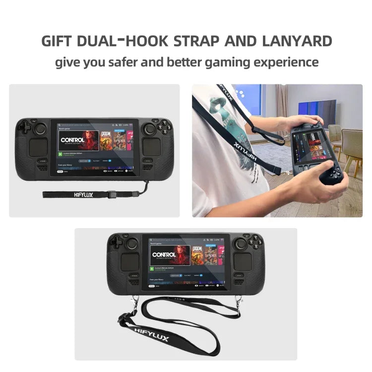Pour Steam Deck Hifylux ST-PF14 Console de jeu Étui en silicone Antirayures Antidérapant Étui portable Dragonne, Étui en silicone Bleu, Étui en silicone Rouge