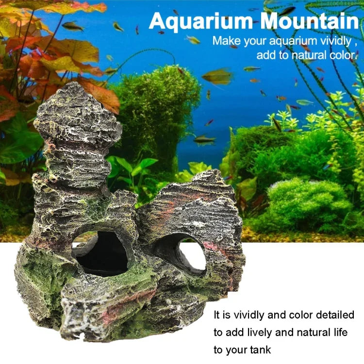 Ornement décoratif en résine pour aquarium simulant un paysage de bassin à poissons, Style : Montagne Cave C, Montagne Cave D, Petite rocaille, Rocaille à trois pieds, Grande rocaille, Montagne Shunfeng, Montagne Yu