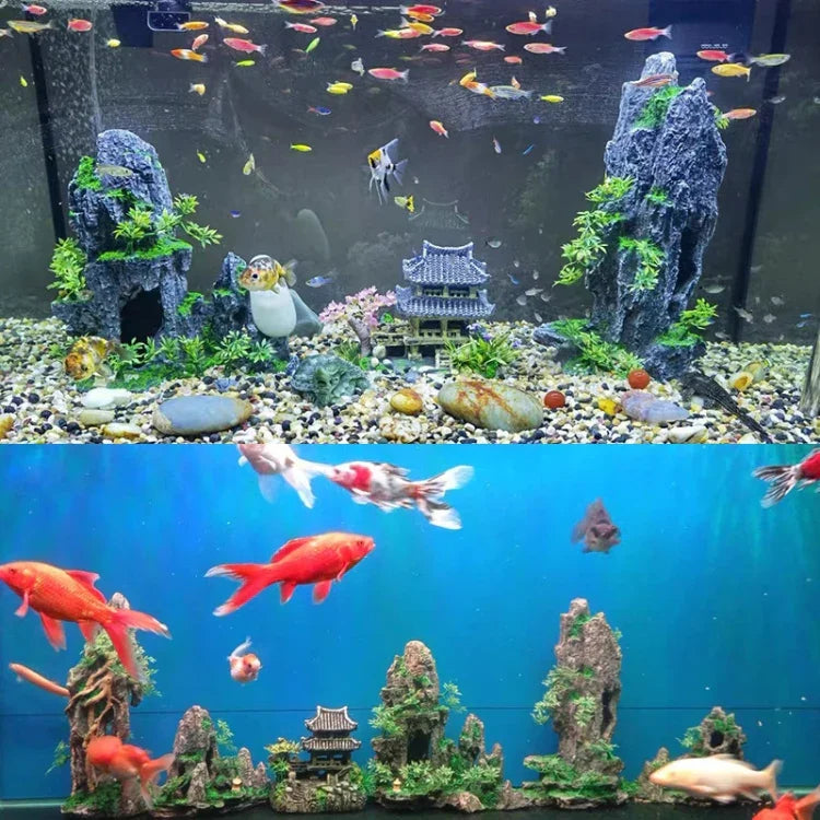 Ornement décoratif en résine pour aquarium simulant un paysage de bassin à poissons, Style : Montagne Cave C, Montagne Cave D, Petite rocaille, Rocaille à trois pieds, Grande rocaille, Montagne Shunfeng, Montagne Yu