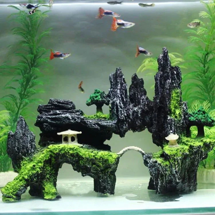 Ornement décoratif en résine pour aquarium simulant un paysage de bassin à poissons, Style : Montagne Cave C, Montagne Cave D, Petite rocaille, Rocaille à trois pieds, Grande rocaille, Montagne Shunfeng, Montagne Yu