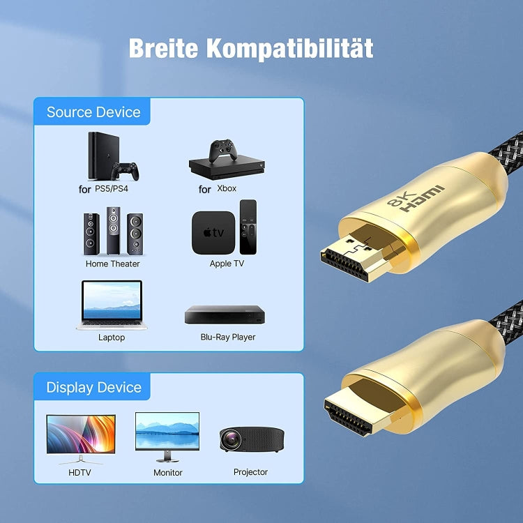 Câble HDMI 2.1 version 8K 60Hz pour PS4, projecteur, ordinateur portable, décodeur, HD803 1 m, HD803 1,5 m, HD803 2 m, HD803 3 m, HD803 5 m, HD803 10 m, HD803 15 m