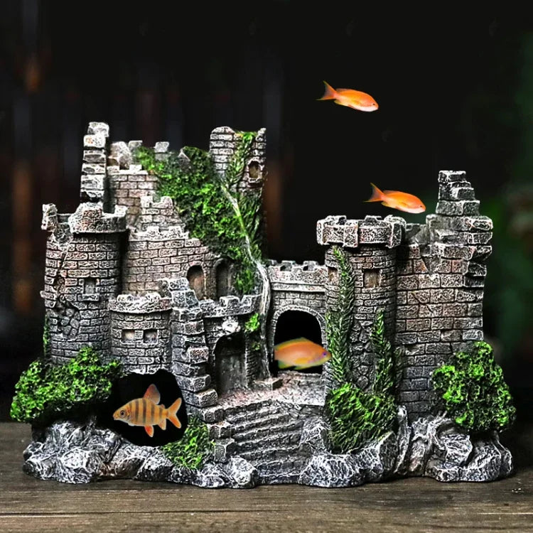 Décoration Résine Château Ancien Aquarium Grotte Bâtiment, Château Ancien