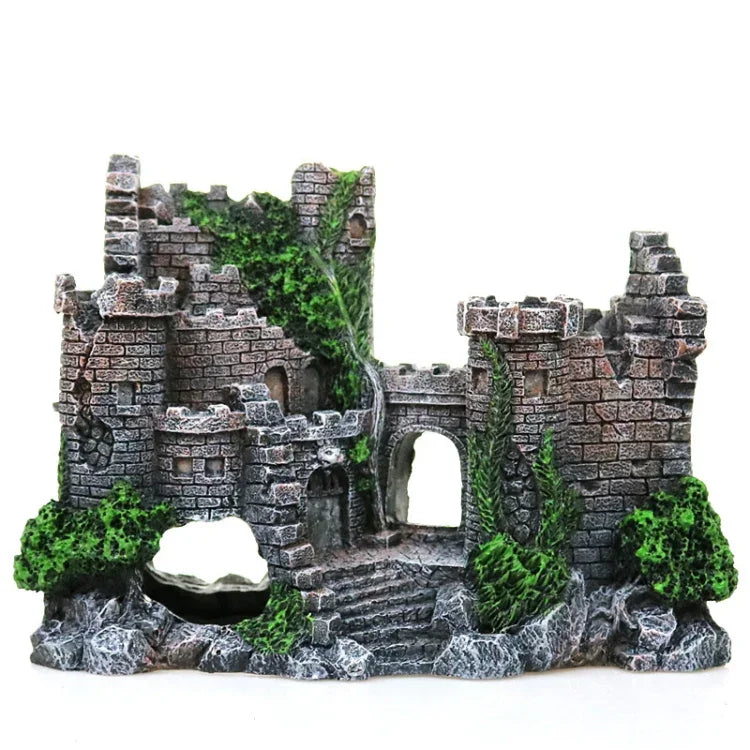 Décoration Résine Château Ancien Aquarium Grotte Bâtiment, Château Ancien
