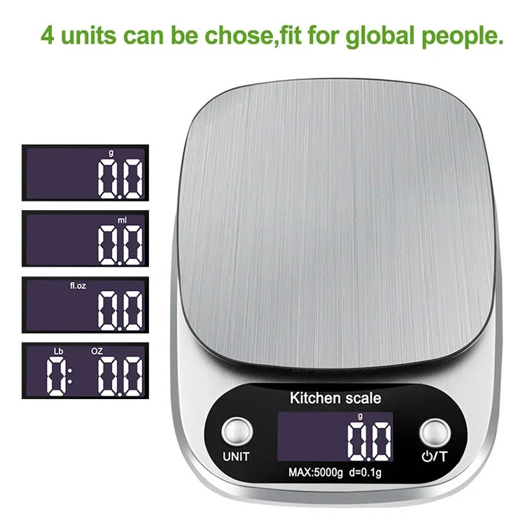 Petite balance de cuisine multifonctionnelle, haute précision, affichage numérique LCD, balance alimentaire, 3kg/ 0.1g, 5kg/ 0.1g, 10kg/ 1g