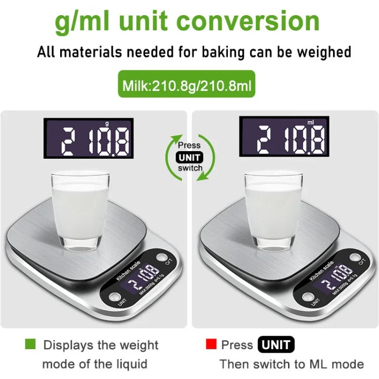Petite balance de cuisine multifonctionnelle, haute précision, affichage numérique LCD, balance alimentaire, 3kg/ 0.1g, 5kg/ 0.1g, 10kg/ 1g