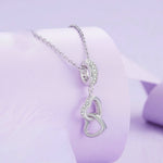Pendentif en forme de cœur en zircone, en argent sterling S925, entrelacé, plaqué platine, SCC2455