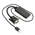 Câble adaptateur HD55Y VGA vers HDMI VGA+USB vers convertisseur HD 1080P avec alimentation, VGA+USB vers HDMI