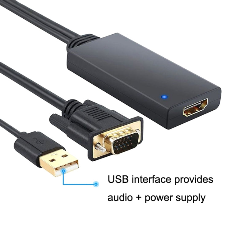 Câble adaptateur HD55Y VGA vers HDMI VGA+USB vers convertisseur HD 1080P avec alimentation, VGA+USB vers HDMI