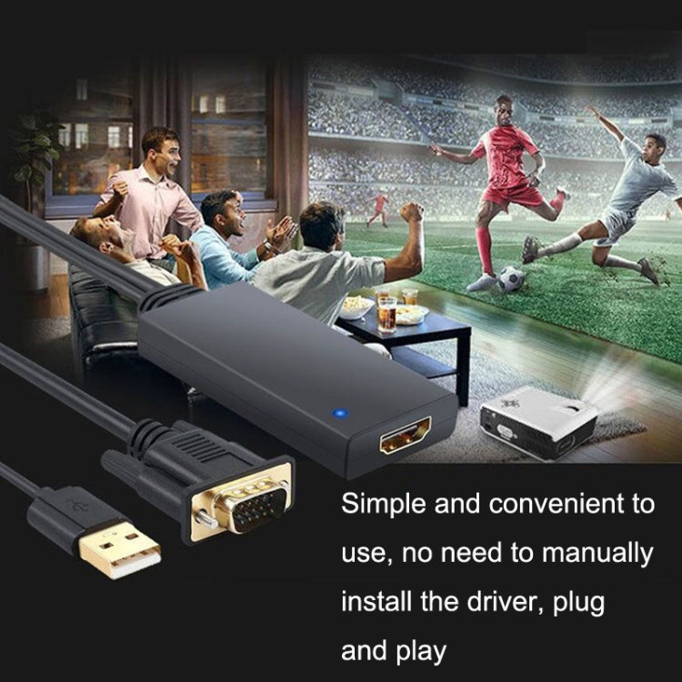 Câble adaptateur HD55Y VGA vers HDMI VGA+USB vers convertisseur HD 1080P avec alimentation, VGA+USB vers HDMI