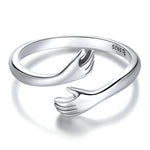 Bague ouverte ajustable en argent sterling S925, Étreinte chaleureuse, BSR176, BSR176-B, BSR176-C
