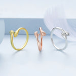 Bague ouverte ajustable en argent sterling S925, Étreinte chaleureuse, BSR176, BSR176-B, BSR176-C