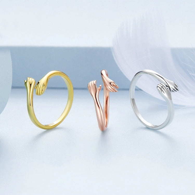 Bague ouverte ajustable en argent sterling S925, Étreinte chaleureuse, BSR176, BSR176-B, BSR176-C