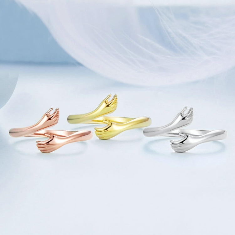 Bague ouverte ajustable en argent sterling S925, Étreinte chaleureuse, BSR176, BSR176-B, BSR176-C