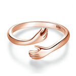 Bague ouverte ajustable en argent sterling S925, Étreinte chaleureuse, BSR176, BSR176-B, BSR176-C