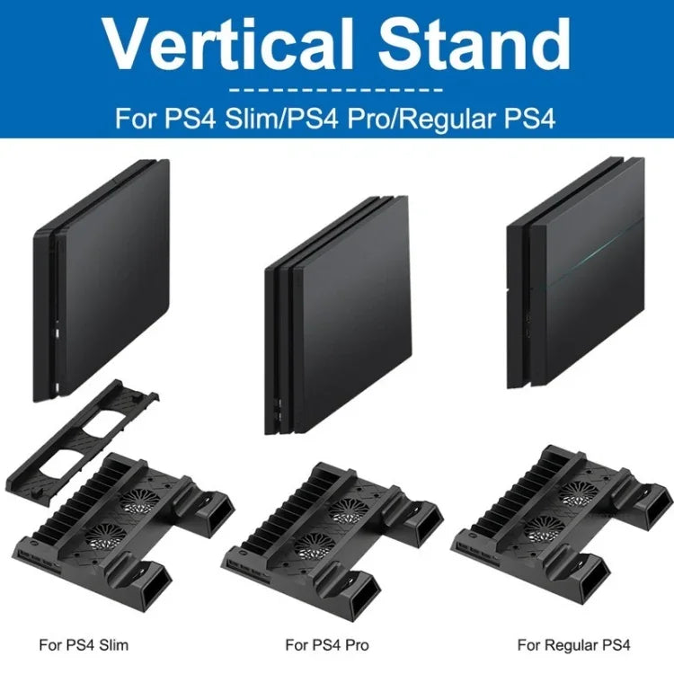 Support vertical de refroidissement pour console PS4 / PS4 Slim / PS4 Pro avec chargeur double manette, JL-P1908