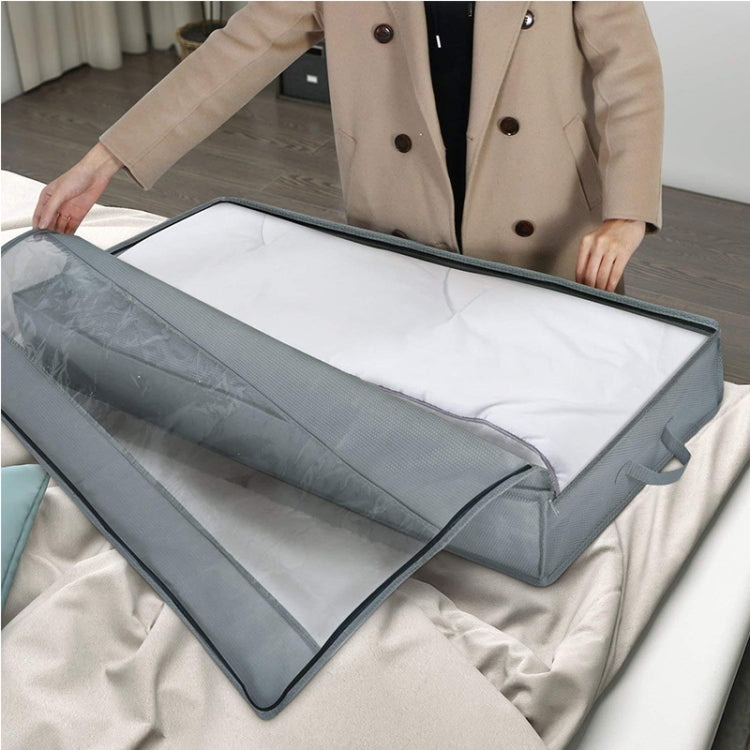 Sac de rangement pour couette non tissé, sac de rangement anti-poussière pour la maison, sac d'emballage de déménagement 100 x 50 x 15 cm, gris clair, gris foncé, noir