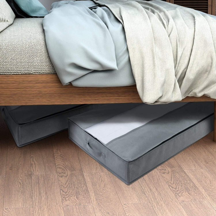 Sac de rangement pour couette non tissé, sac de rangement anti-poussière pour la maison, sac d'emballage de déménagement 100 x 50 x 15 cm, gris clair, gris foncé, noir