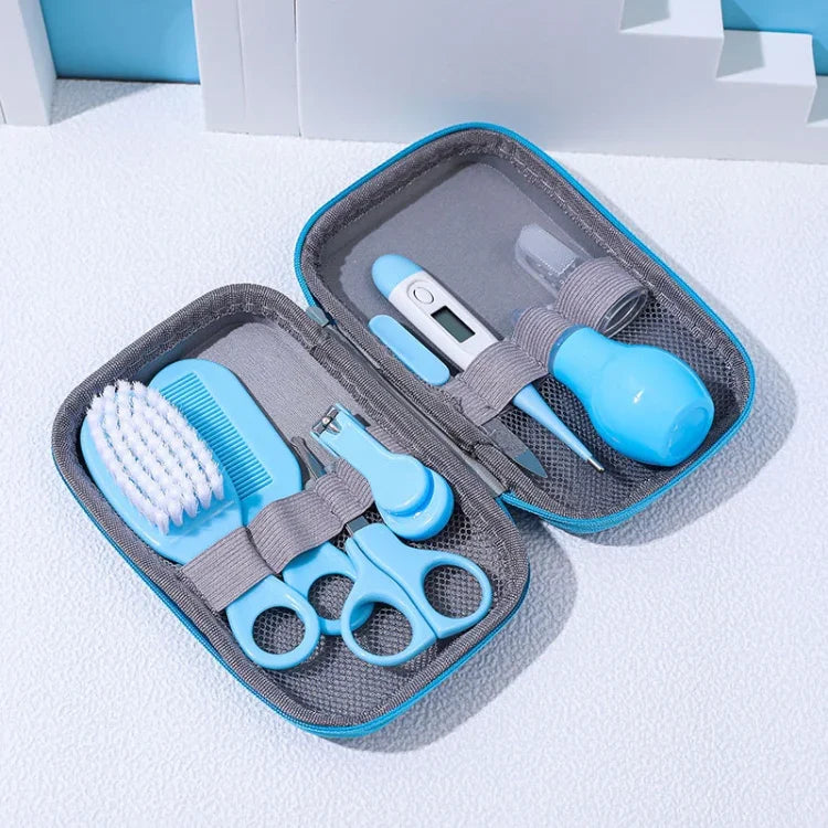 JR-6006 Trousse de Soin Bébé 8 en 1 avec Sac EVA, Kit de Nettoyage Quotidien pour Bébé, Bleu, Rose, Jaune