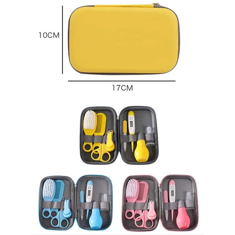 JR-6006 Trousse de Soin Bébé 8 en 1 avec Sac EVA, Kit de Nettoyage Quotidien pour Bébé, Bleu, Rose, Jaune