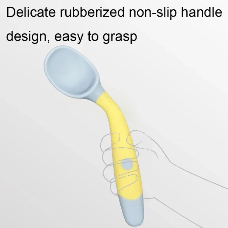 Vaisselle d'apprentissage pour enfants, cuillère souple en silicone pliable, verte
