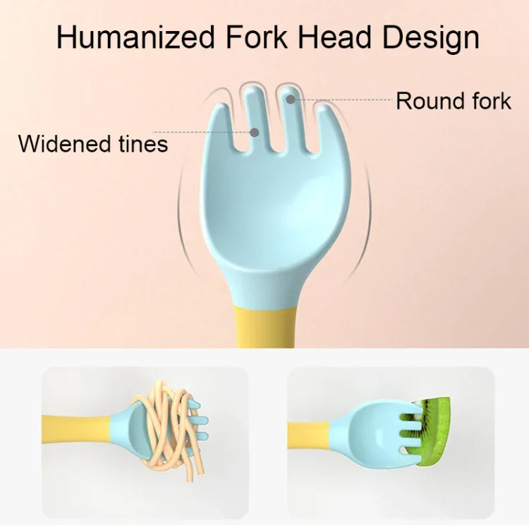Vaisselle d'apprentissage pour enfants, cuillère souple en silicone pliable, verte