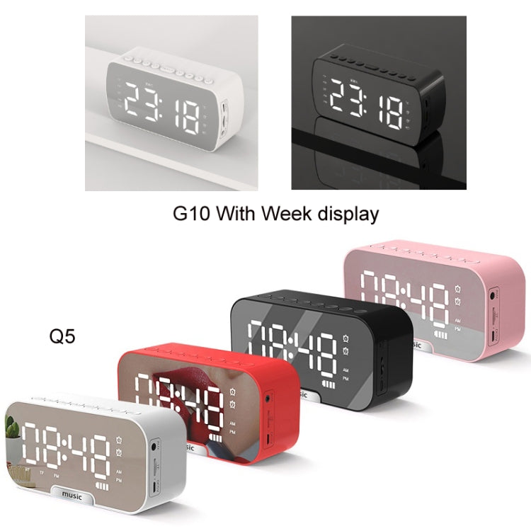 Haut-parleur Bluetooth portable d'extérieur avec horloge et radio, Q5 Noir 1400mAh, Q5 Blanc 1400mAh