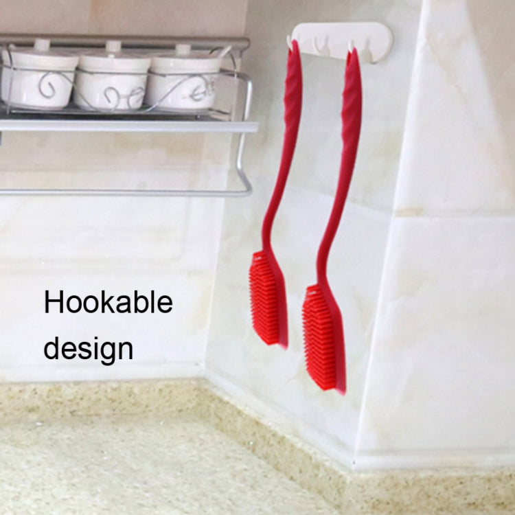 ZYA-251 Brosse à Récurer Intégrée en Silicone Brosse de Nettoyage Ménagère de Cuisine Brosse à Vaisselle, Rouge