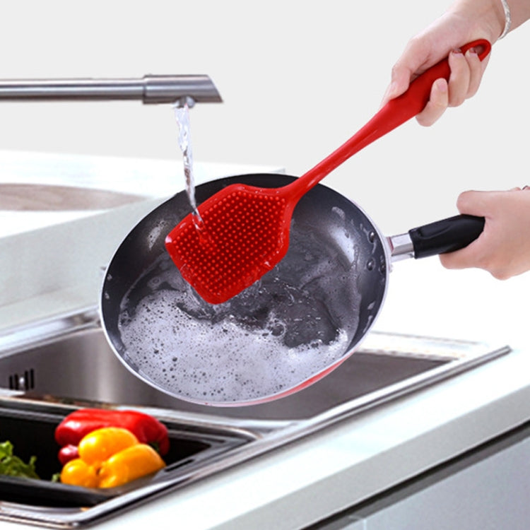 ZYA-251 Brosse à Récurer Intégrée en Silicone Brosse de Nettoyage Ménagère de Cuisine Brosse à Vaisselle, Rouge