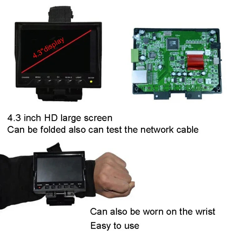 Testeur de surveillance de câbles réseau portable JSK-4300B 4,3 pouces avec sortie 12 V