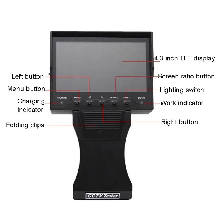 Testeur de surveillance de câbles réseau portable JSK-4300B 4,3 pouces avec sortie 12 V