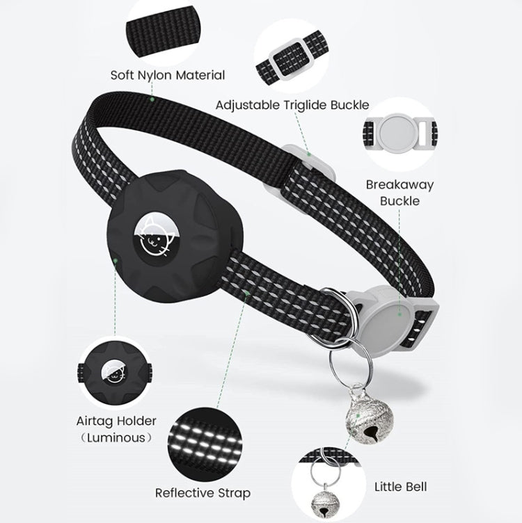 Pour AirTag 2e génération / AirTag 1ère génération Étui de protection en silicone réfléchissant pour chat avec clochette