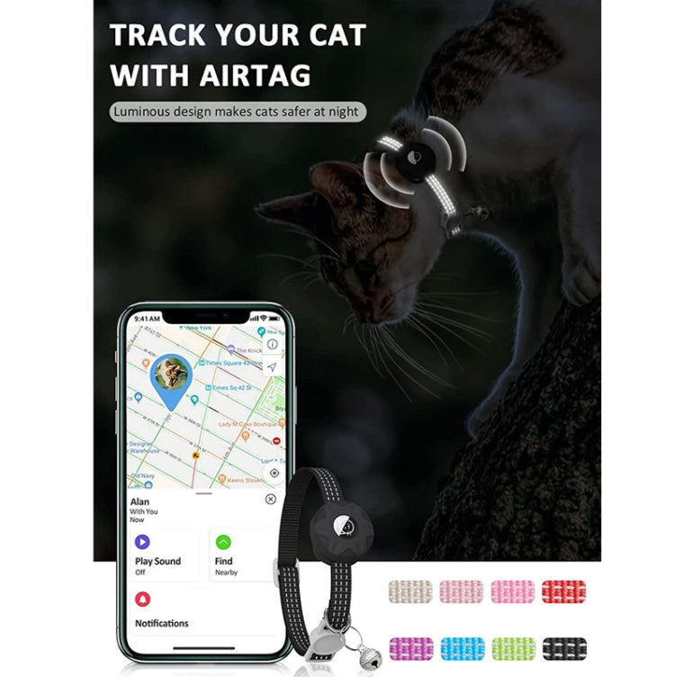 Pour AirTag 2e génération / AirTag 1ère génération Étui de protection en silicone réfléchissant pour chat avec clochette
