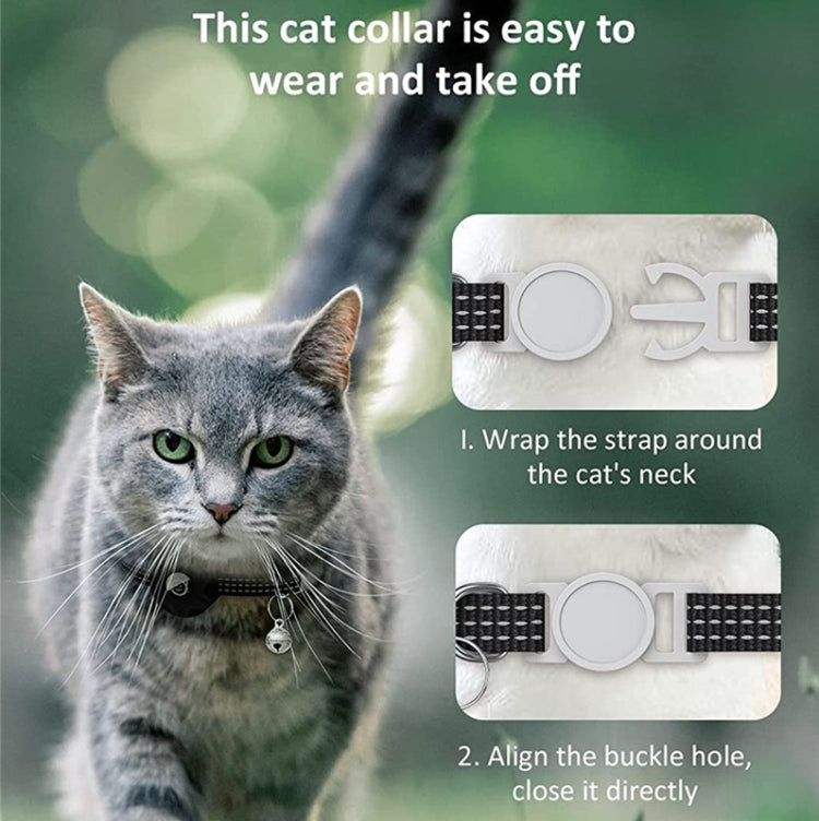 Pour AirTag 2e génération / AirTag 1ère génération Étui de protection en silicone réfléchissant pour chat avec clochette