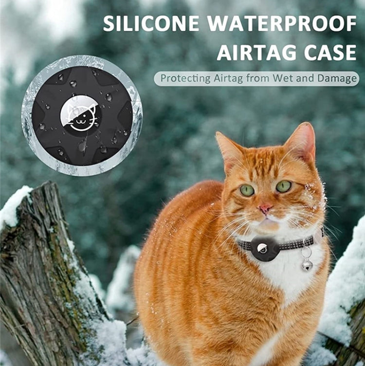 Pour AirTag 2e génération / AirTag 1ère génération Étui de protection en silicone réfléchissant pour chat avec clochette